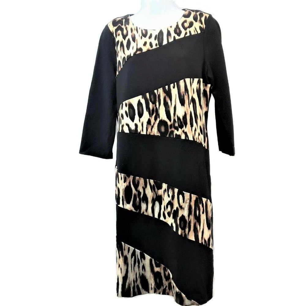 NWT Chicos Jordan Sheath Dress Leopard Print Spliced Chicos 1 Misses 8 $149